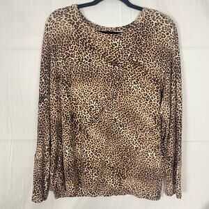 Daily Ritual Women’s Leopard Print Long Sleeve Lightweight Top Size L